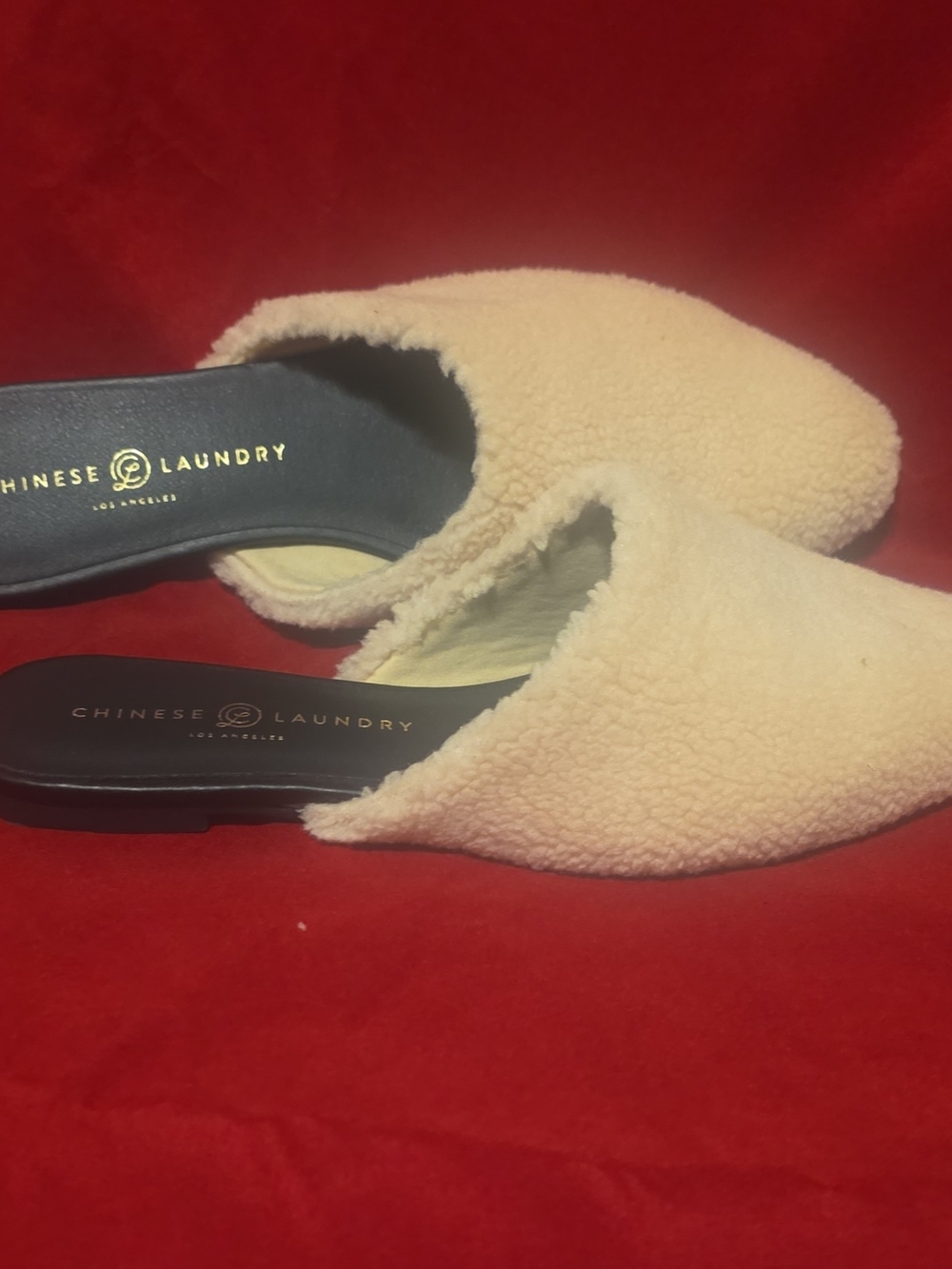Chinese Laundry Cream Faux-Shearling Slip-On Mules for Women